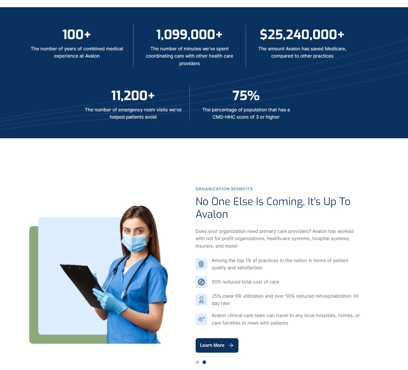 Screenshot of statistics section on Avalon website